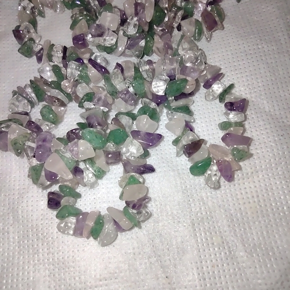 Vintage long Glass gem Stone necklace - Picture 4 of 9